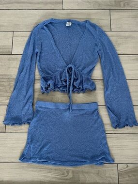 Tiger Mist Blue Two-Piece Knit cover-up set!